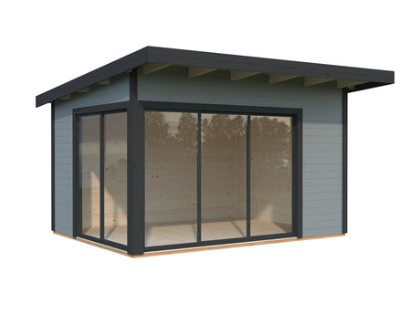Andrea 11.2m2 (3.9x3m | 44mm) Lükanduste ja modernse nurgalahendusega aiamaja
