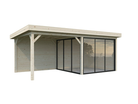 Lenna 16.6m2  Set 405/705 (5.88x3m) Kahe lükandukse ja varikatusega paviljon