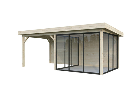 Lenna 16.6m2  Set 406/706 (5.88x3m) Kolme lükandukse ja varikatusega paviljon