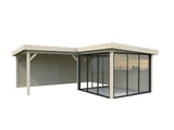 Lenna 24.9m2 Set 412/712 (5.88x5.88m) L-kujuline lamekatusega lükanduste ja varikatusega paviljon