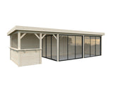 Lenna 24.9m2 Set 419/719 (8.76x3m) Lamekatuse ja kolme lükanduksega suur paviljon baarinurgaga