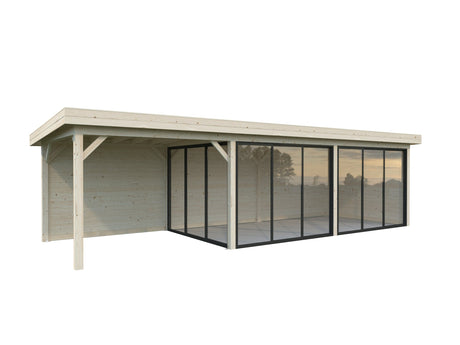 Lenna 24.9m2 Set 417/717 (8.76x3m) Lamekatuse ja kolme lükanduksega suur paviljon varikatusega