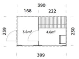 Grace saun 8.2m2 (3.9x2.3m | 56mm) Liimpuitelementidest seinaga saun