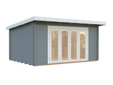 Lea 14.2m2 (4.5x3.3m | 44mm) Ruumikas freespruss-aiamaja kaldkatuse ja volditavate ustega