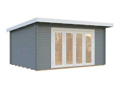Lea 14.2m2 (4.5x3.3m | 44mm) Ruumikas freespruss-aiamaja kaldkatuse ja volditavate ustega