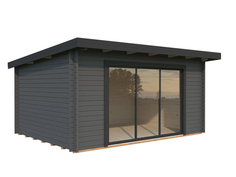 Lea 14.2m2 (4.5x3.3m | 44mm) Kaldkatusega freespruss-aiamaja lükandustega