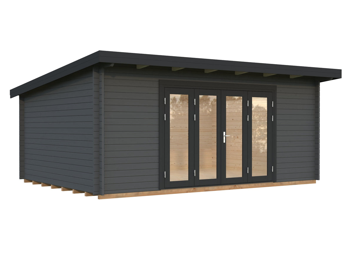 Lea 19.4m2 (5.5x4m | 44mm) Lamekatusega aiamaja volditavate ustega