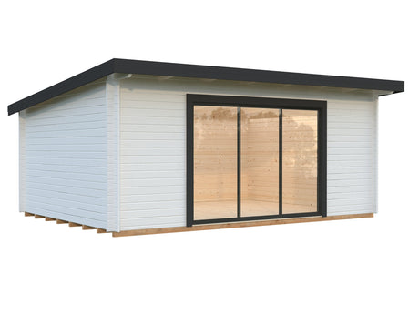 Lea 19.4m2 (5.3x3.8m | 44mm) Kaldkatusega freespruss-aiamaja lükandustega