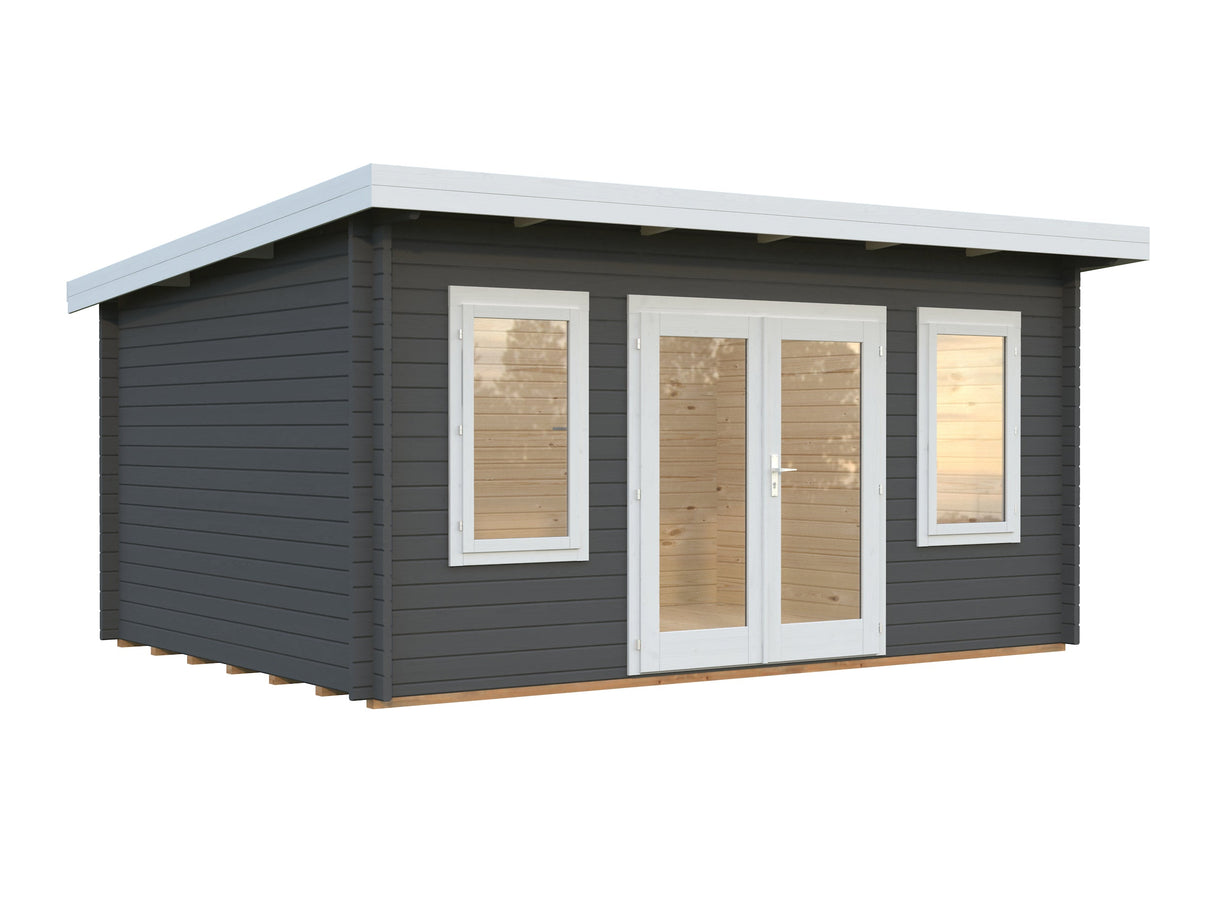Lisa 14.2m2 (4.5x3.3m | 44mm) Lamekatusega freespruss-aiamaja (uuendatud aastal 2024)