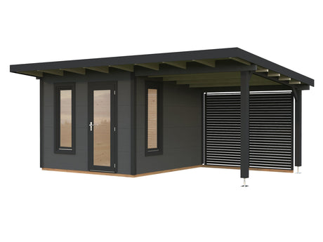 Grace 8.1+8.1m2 5.6x2.9m | 56mm) Liimpuitelementidest aiamaja koos varikatusega