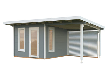 Grace 8.1+8.1m2 5.6x2.9m | 56mm) Liimpuitelementidest aiamaja koos varikatusega