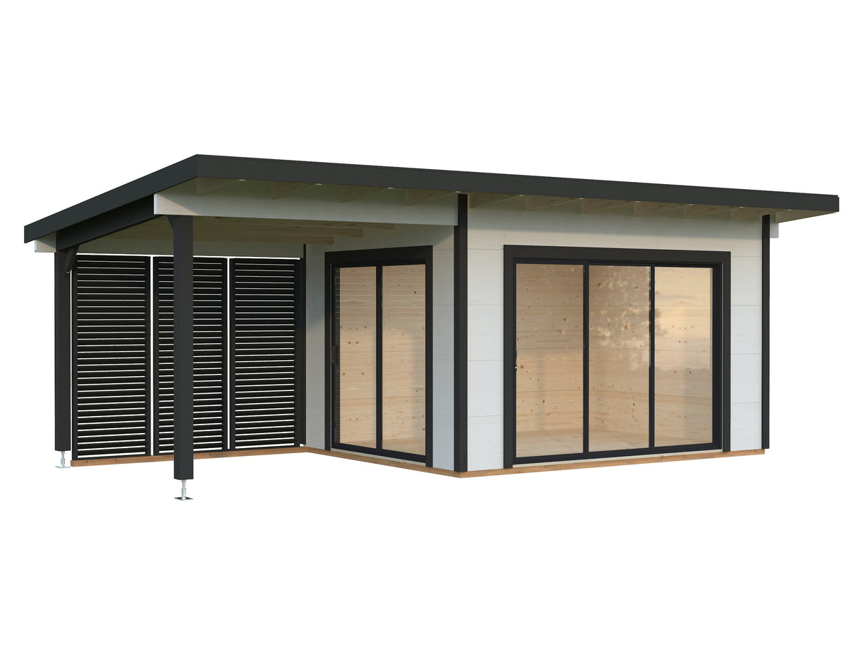 Grace 11.2+8.2m2 Slide Plus (4x3m | 56mm) Liimpuitelementidest aiamaja varikatuse ja topeltklaasiga lükandustega