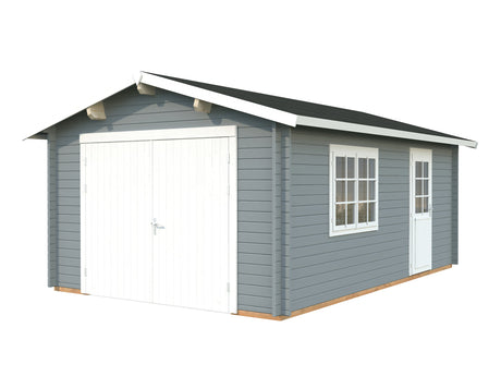 Roger 19m2 (3.8x5.7m | 44mm) Kompaktne freespruss-garaaž puidust ustega