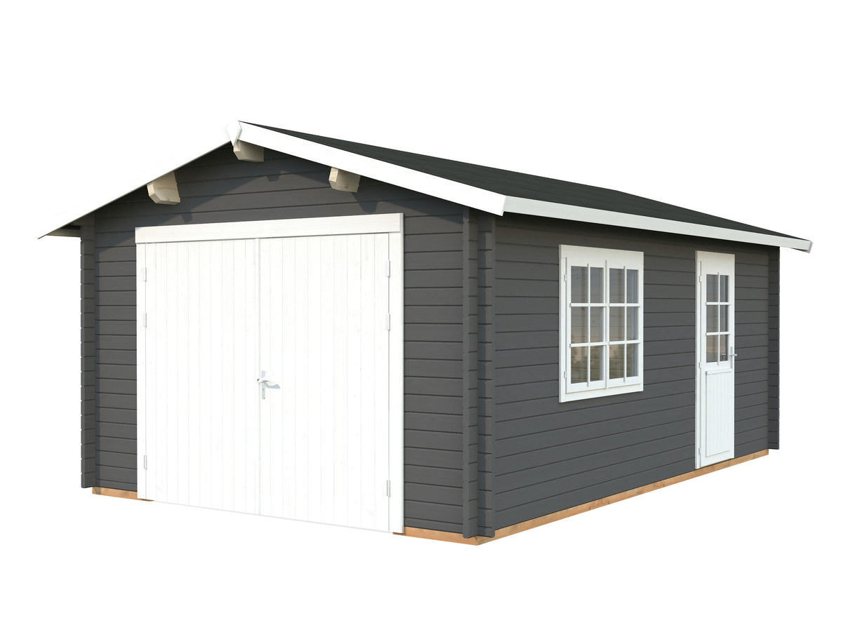 Roger 19m2 (3.8x5.7m | 44mm) Kompaktne freespruss-garaaž puidust ustega