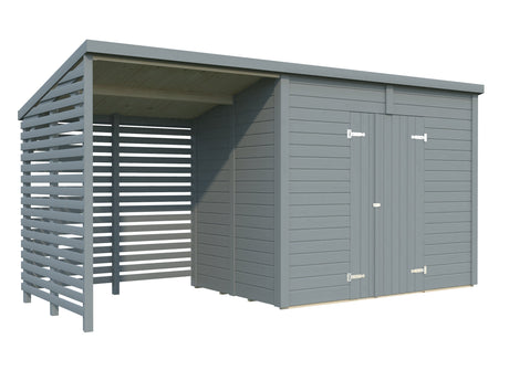 Leif 4.5+2.9m2 (4.6x1.7m | 16mm) Valmis seinaelementidest praktiline aiakuur varikatusega