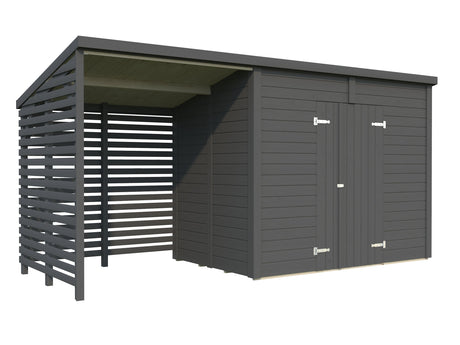 Leif 4.5+2.9m2 (4.6x1.7m | 16mm) Valmis seinaelementidest praktiline aiakuur varikatusega