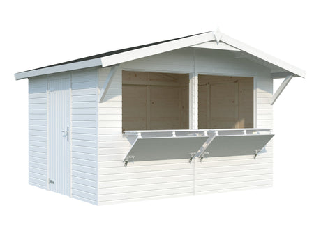 Stella 8.2m2 (3.23x2.59m | 16mm) Valmis seinaelementidest kahe luugiga kiosk
