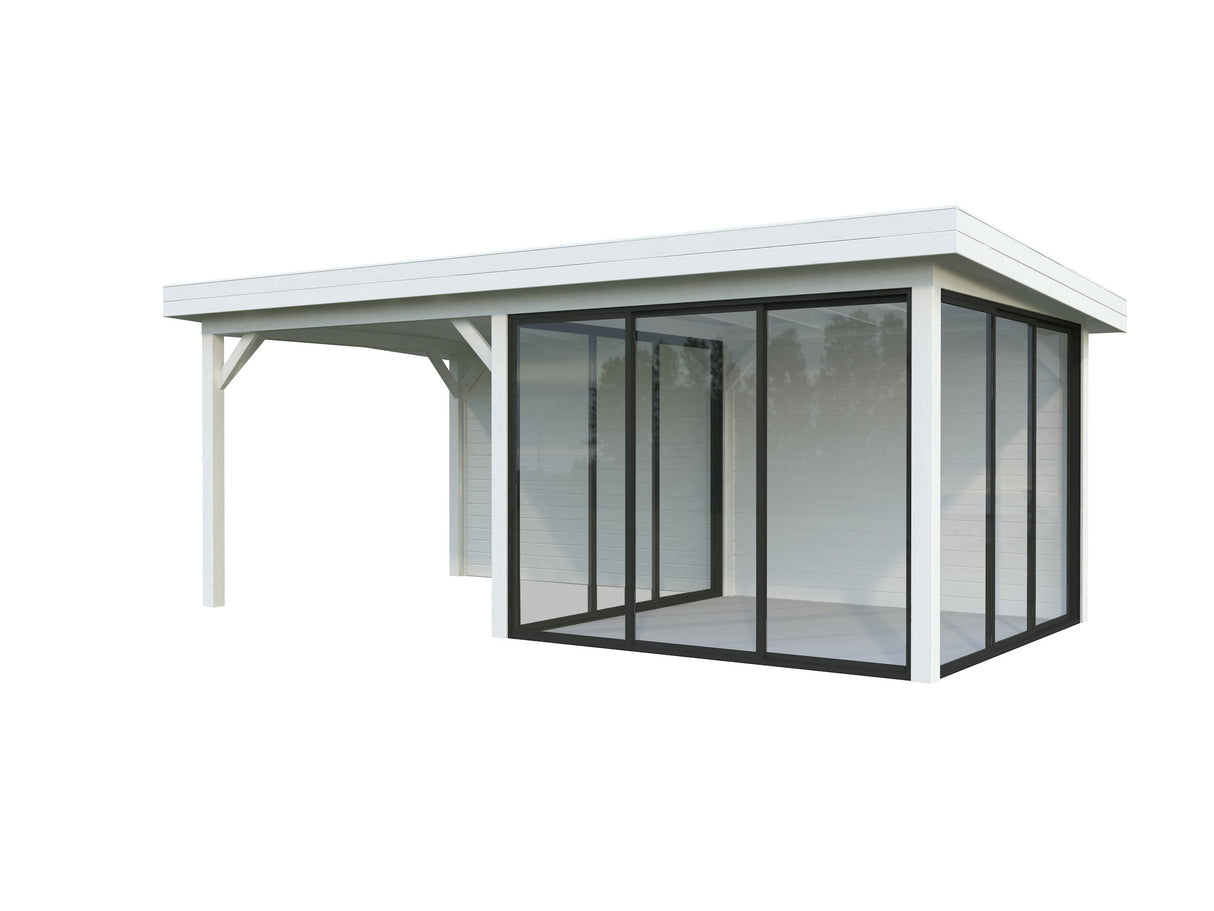 Lenna 16.6m2  Set 406/706 (5.88x3m) Kolme lükandukse ja varikatusega paviljon