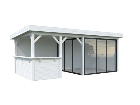 Lenna 16.6m2  Set 407/707 (5.88x3m) Kahe lükandukse ja väliköögiga paviljon