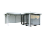 Lenna 24.9m2 Set 411/711 (5.88x5.88m) L-kujuline lamekatusega lükandustega paviljon võreseintega