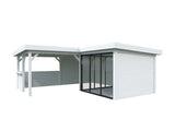 Lenna 24.9m2 Set 409/709 (5.88x5.88m) L-kujuline lamekatusega kahe lükanduksega paviljon väliköögi osaga