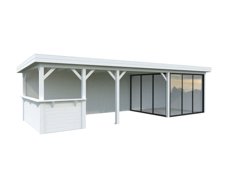Lenna 24.9m2 Set 415/715 (8.76x3m) Lamekatuse ja kahe lükanduksega suur paviljon väliköögi osaga