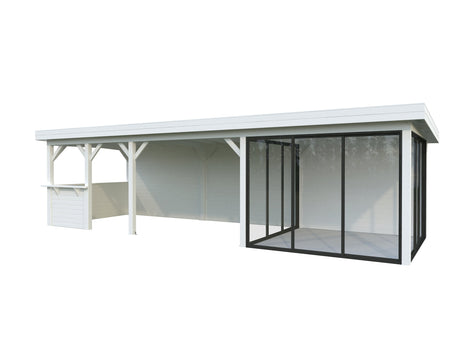 Lenna 24.9m2 Set 416/716 (8.76x3m) Lamekatuse ja kolme lükanduksega suur paviljon väliköögi osaga