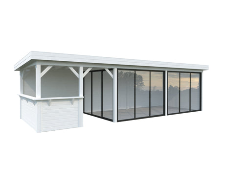 Lenna 24.9m2 Set 419/719 (8.76x3m) Lamekatuse ja kolme lükanduksega suur paviljon baarinurgaga