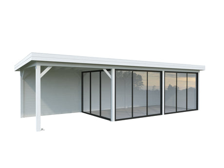 Lenna 24.9m2 Set 417/717 (8.76x3m) Lamekatuse ja kolme lükanduksega suur paviljon varikatusega