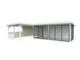 Lenna 33.2m2 Set 421/721 (8.76x5.88m) L-kujuline lamekatuse, nelja lükandukse ja väliköögi osaga paviljon