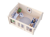 Claudia Pent 11.5m2 (4x3m | 34mm) Kellakastiga freespruss-aiamaja alla 2.5 m