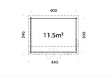 Claudia Pent 11.5m2 (4x3m | 34mm) Kellakastiga freespruss-aiamaja alla 2.5 m