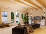 Claudia Pent 19.4m2 (5.3x3.8m | 44mm) Kellakastiga suur freespruss-aiamaja alla 2.5 m