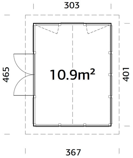 Isabella 10.9m2 (3.03x4.01m | 90mm) Klaasmaja alumiiniumakende ja -ustega