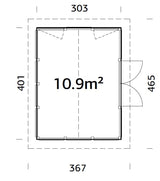 Isabella 10.9m2 (3.03x4.01m | 90mm) Klaasmaja alumiiniumakende ja -ustega