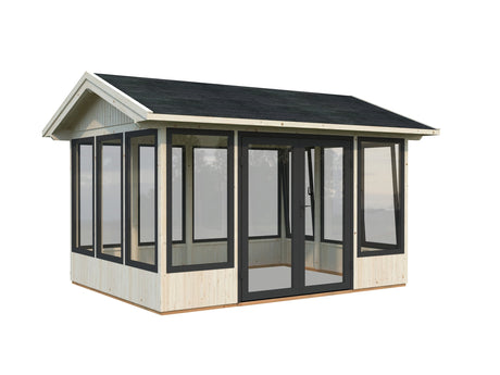 Isabella 10.9m2 (3.03x4.01m | 90mm) Klaasmaja alumiiniumakende ja -ustega