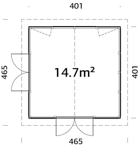 Isabella 14.7m2 (4.01x4.01m | 90mm) Klaasmaja alumiiniumakende ja -ustega