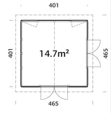Isabella 14.7m2 (4.01x4.01m | 90mm) Klaasmaja alumiiniumakende ja -ustega