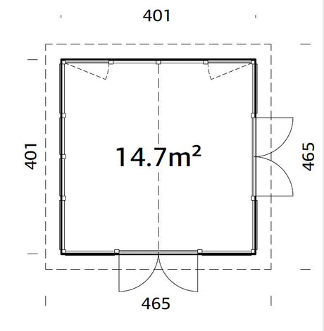 Isabella 14.7m2 (4.01x4.01m | 90mm) Klaasmaja alumiiniumakende ja -ustega