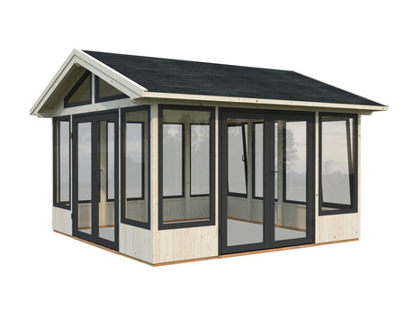 Isabella 14.7m2 (4.01x4.01m | 90mm) Klaasmaja alumiiniumakende ja -ustega