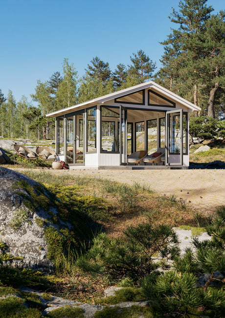 Isabella 14.7m2 (4.01x4.01m | 90mm) Klaasmaja alumiiniumakende ja -ustega