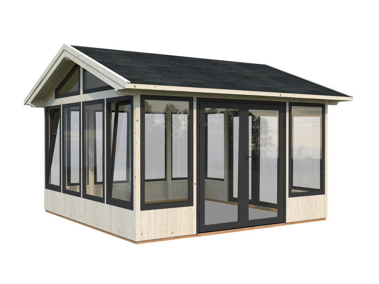 Isabella 14.7m2 (4.01x4.01m | 90mm) Klaasmaja alumiiniumakende ja -ustega
