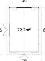 Isabella 22.2m2 (4.01x5.97m | 90mm) Klaasmaja alumiiniumakende ja -ustega