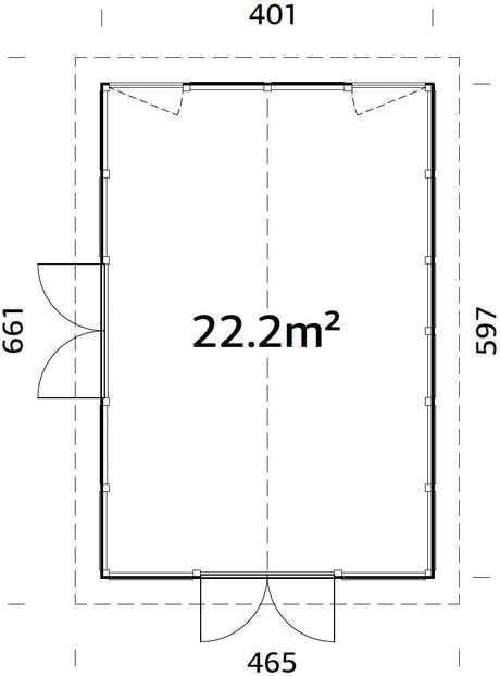Isabella 22.2m2 (4.01x5.97m | 90mm) Klaasmaja alumiiniumakende ja -ustega