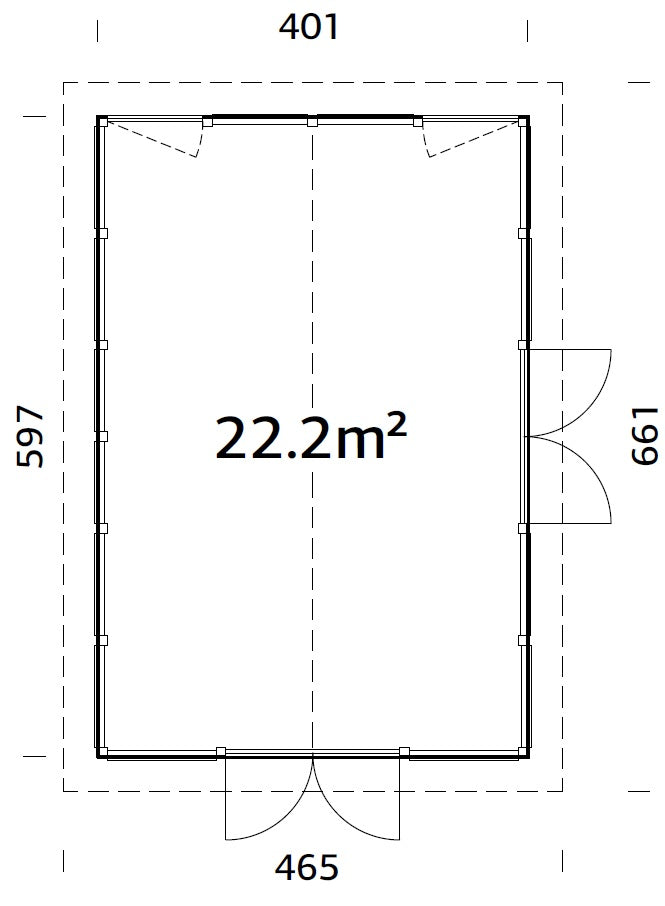 Isabella 22.2m2 (4.01x5.97m | 90mm) Klaasmaja alumiiniumakende ja -ustega