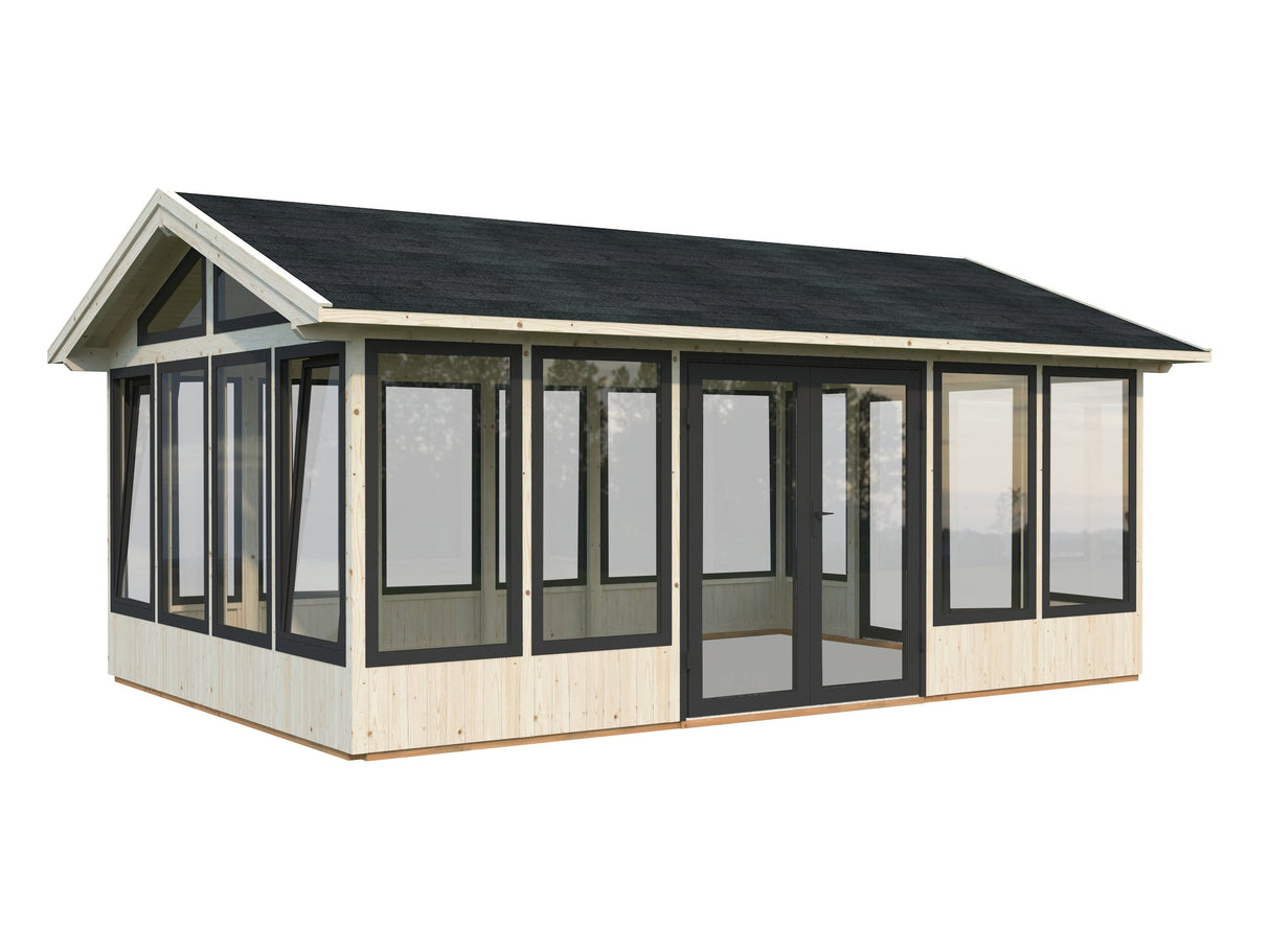 Isabella 22.2m2 (4.01x5.97m | 90mm) Klaasmaja alumiiniumakende ja -ustega
