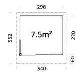 Andrea 7.5m2 Slide Plus (2.96x2.7m | 44mm) Väike modernne aiamajake