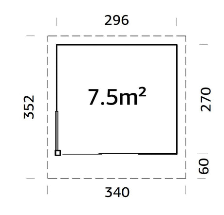 Andrea 7.5m2 Slide Plus (2.96x2.7m | 44mm) Väike modernne aiamajake