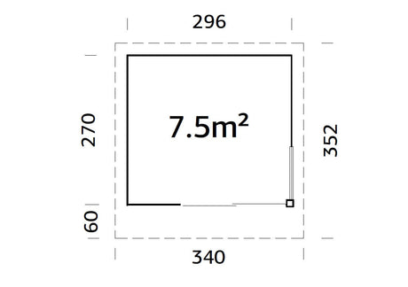 Andrea 7.5m2 Slide Plus (2.96x2.7m | 44mm) Väike modernne aiamajake
