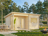Sanna 11.5m2 (4.8x3.2m | 44mm) Kolmetoaline freesprussist saunamajake